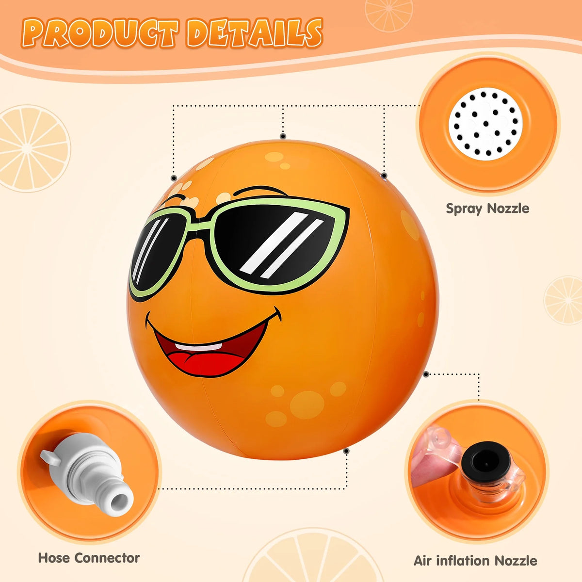 Inflatable Orange Sprinkler Water Spray Sprinkler K113