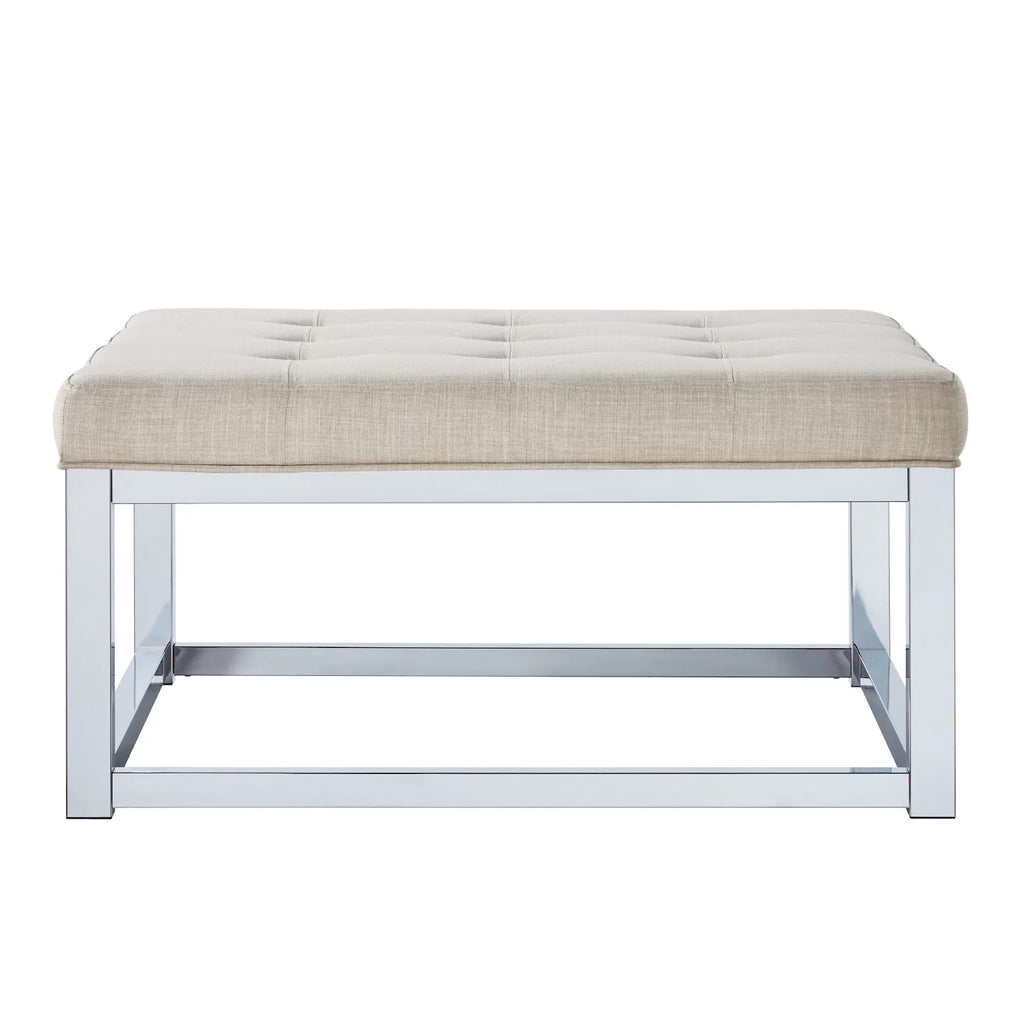 Beige Linen Tufted Cushion Ottoman Coffee Table P24924