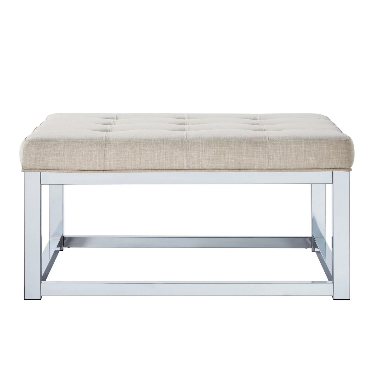 Beige Linen Tufted Cushion Ottoman Coffee Table P24924