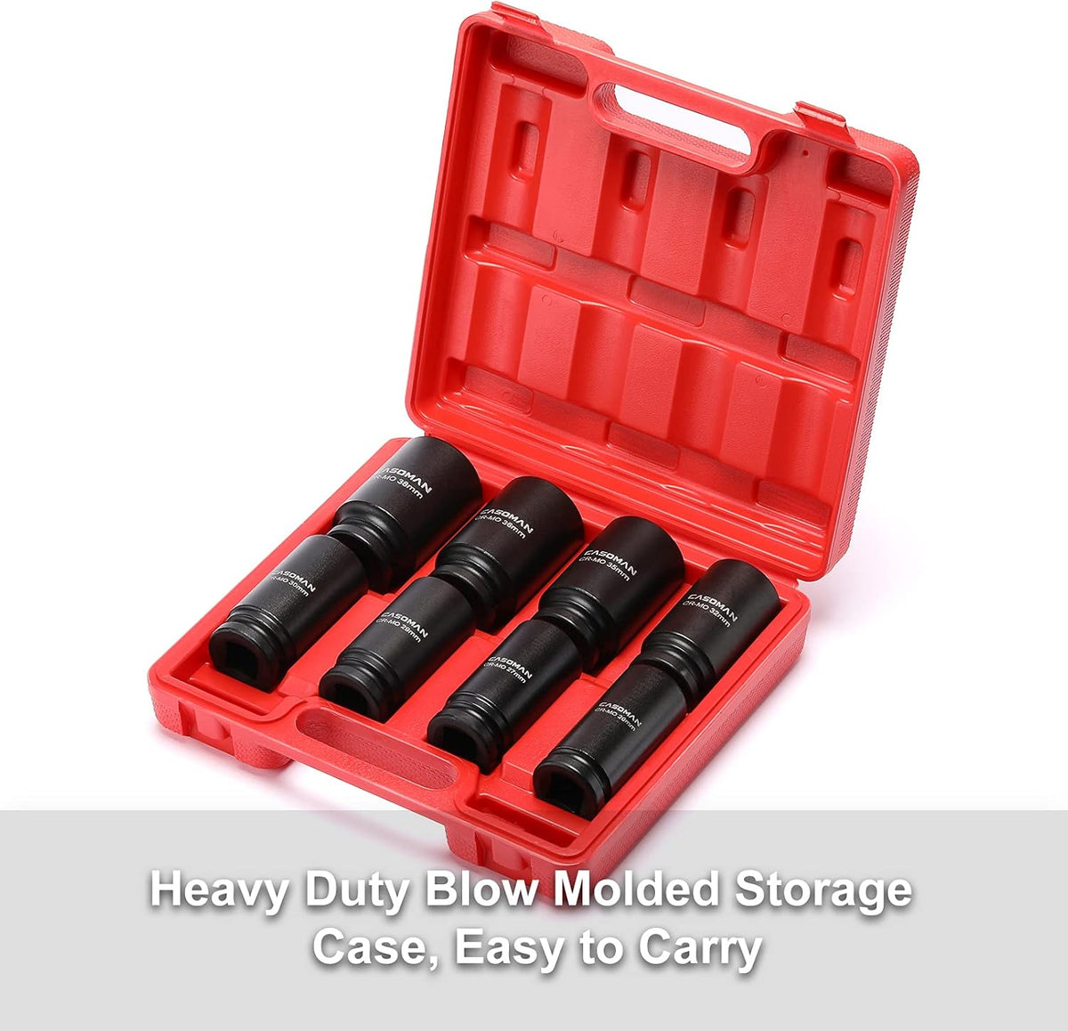 8 Pieces 3/4-Inch Drive Deep Impact Socket Set, CR-MO, Metric, 6-Point, 26mm to 38mm A754456