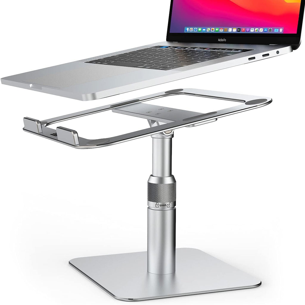 Swivel Adjustable Height Laptop Stand, 360° Rotating Computer Riser, Silver, Pack of 2 A6910