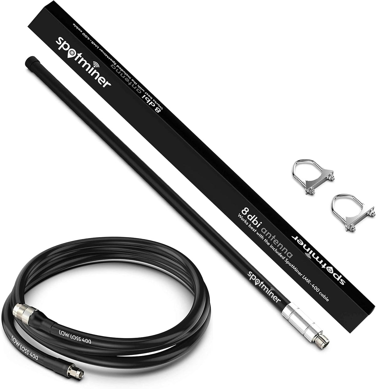 Hotspot Antenna System with Low Loss 400 Coaxial Cable & Extra Long 8 DBI Antenna E4817