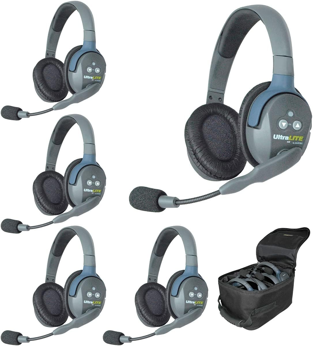 5 Person Full Duplex Wireless Intercom System with Dual-Ear Headsets and 8-Bay Charger S5155