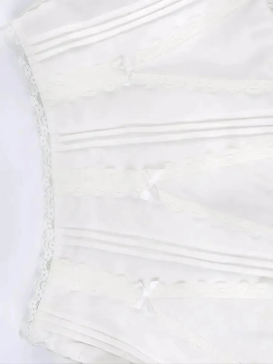 White Low Waist Bow Tie Mini Skirt J965798
