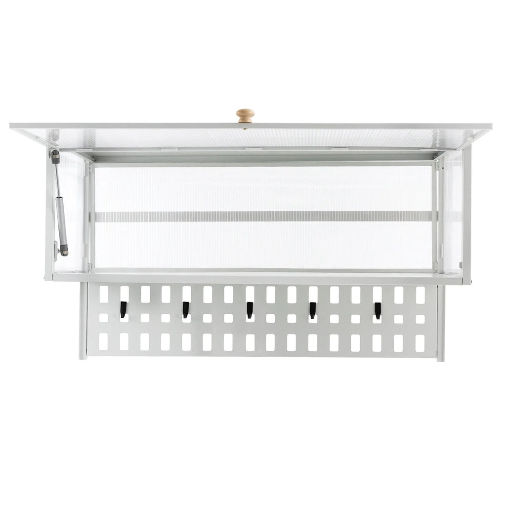 White Wall Mounted Cabinet with 5 Hooks D95253