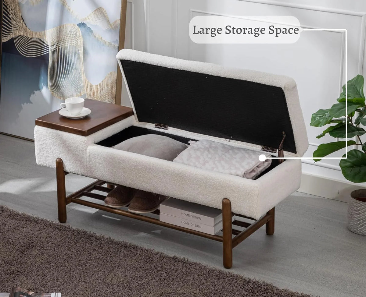 Black Leather Storage Bench with Shoe Rack X958