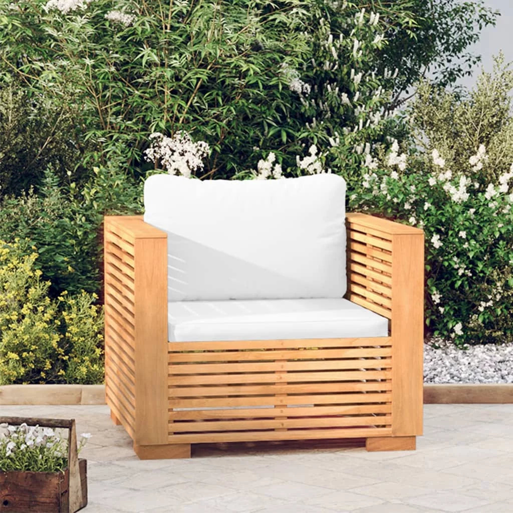 Solid Wood Teak Patio Sofa Chair with Cushions B88390