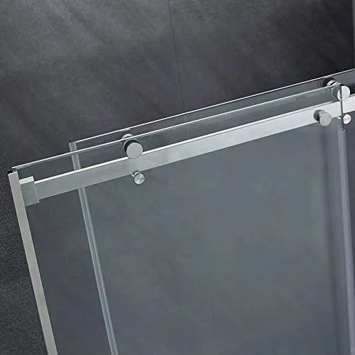 60-Inch Frameless Shower Door with Clear Glass and Stainless Steel M28137