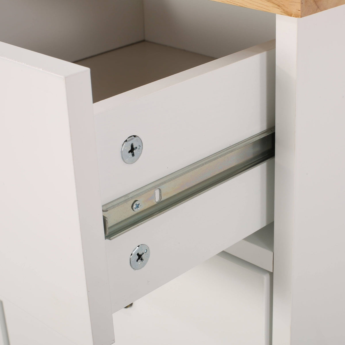 Natural + Black Kitchen Cart with Wheels H543