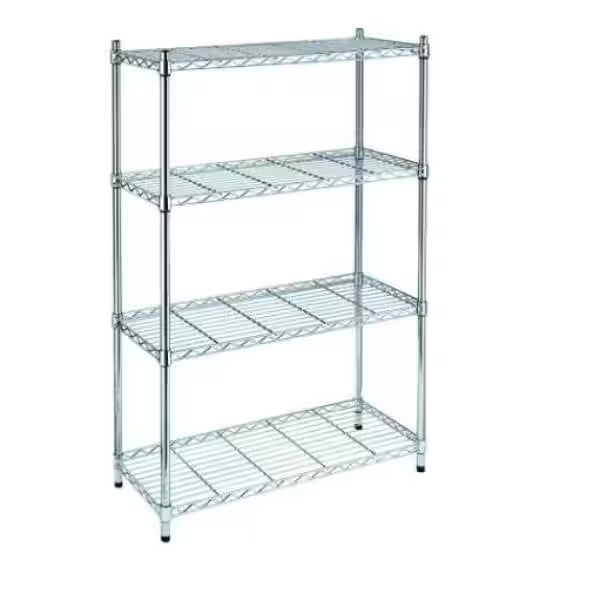 4-Tier Steel Wire Shelving Unit in Chrome T10326