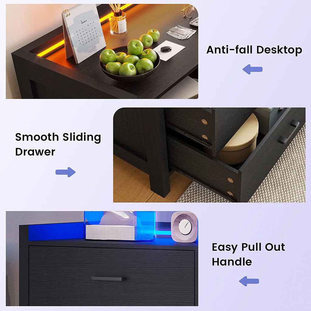 Black 6 Drawer Wood Dresser M1907