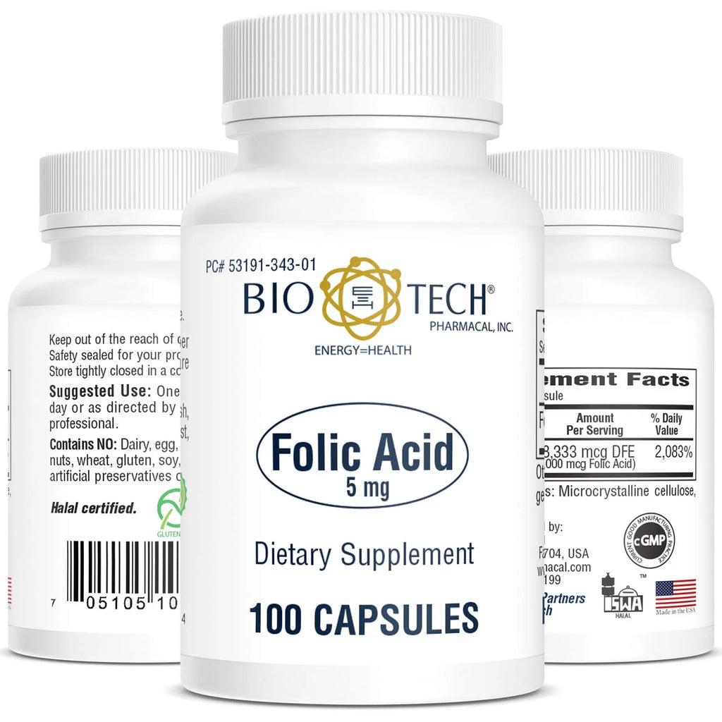 6 pack Folic Acid (5mg, 100 Count) G7326