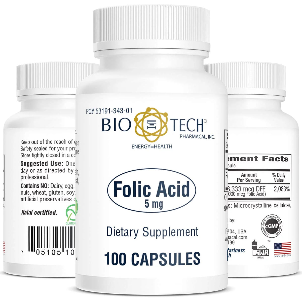 6 pack Folic Acid (5mg, 100 Count) G7326