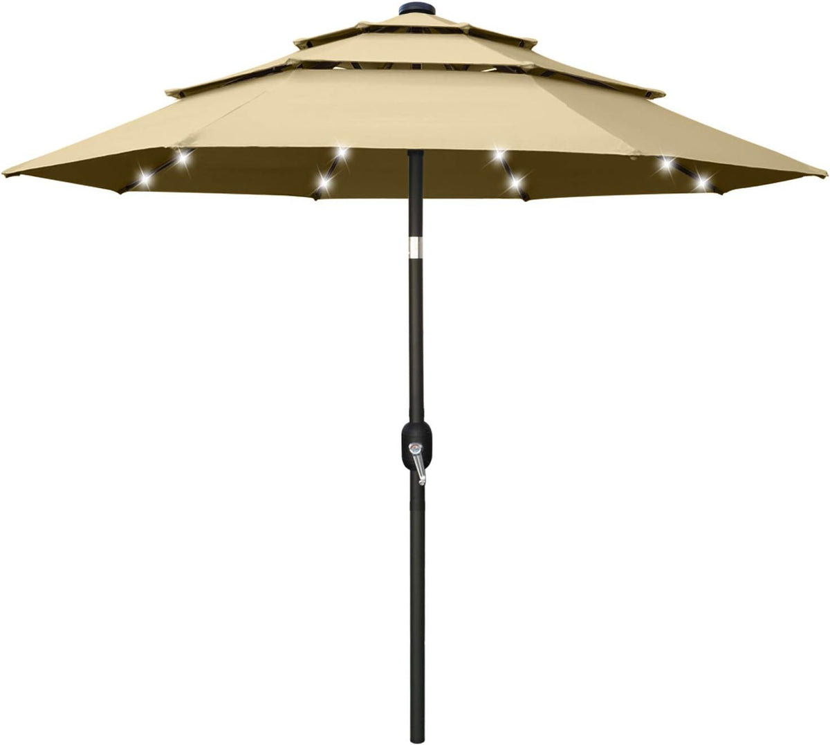 11FT Solar 3 Tiers Market Umbrella with 32 LED J3533
