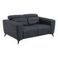 Dark Gray Italian Leather Power Recliner Loveseat T5741