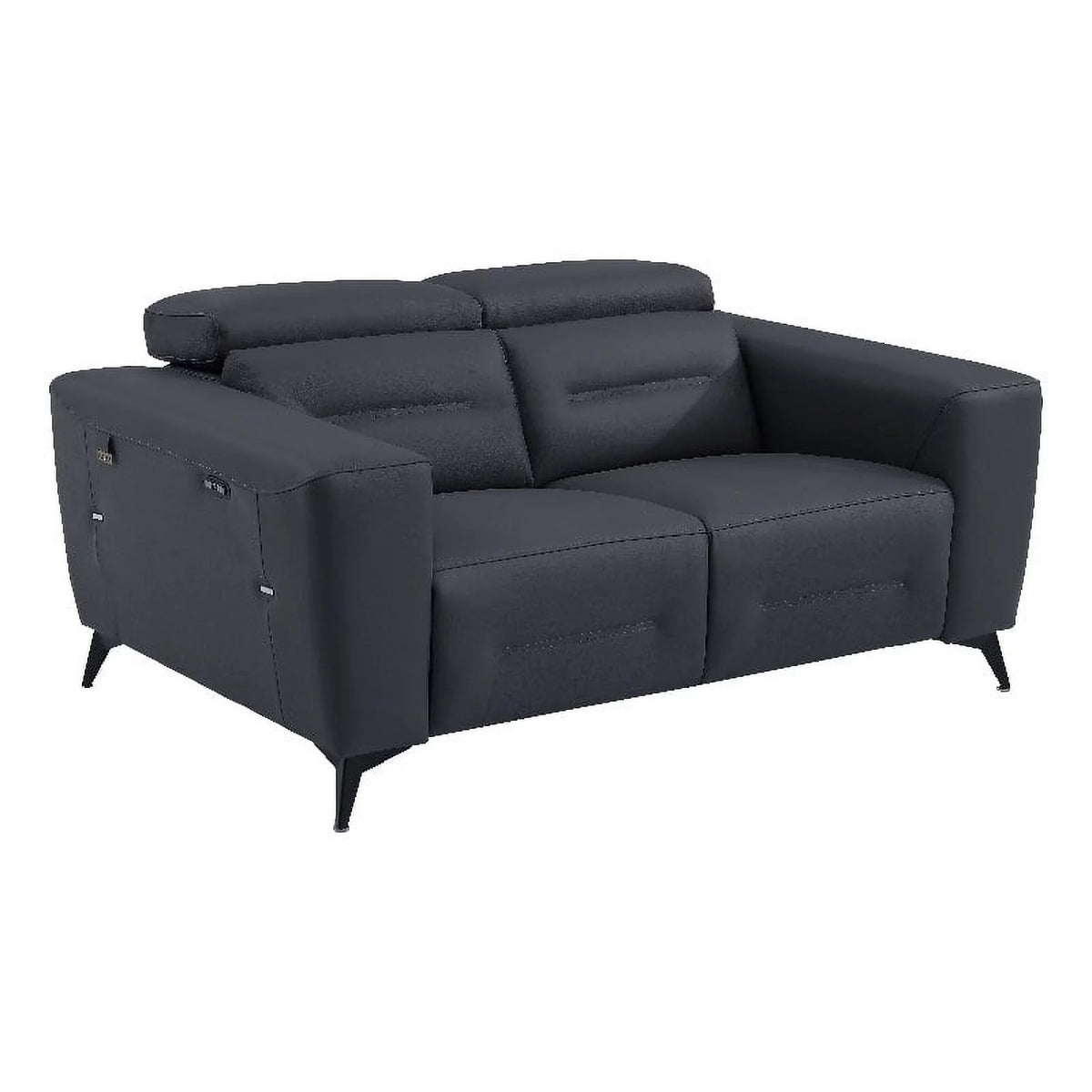 Dark Gray Italian Leather Power Recliner Loveseat T5741