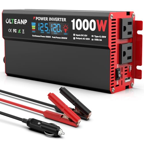 1000 Watt 12V DC to 110V/120V AC Power Inverter with LCD Display V36695