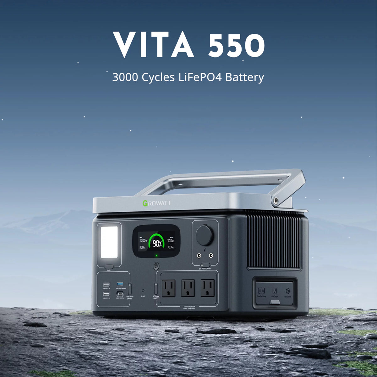 Portable Power Station 538Wh LiFePO4 600W AC Output Q551