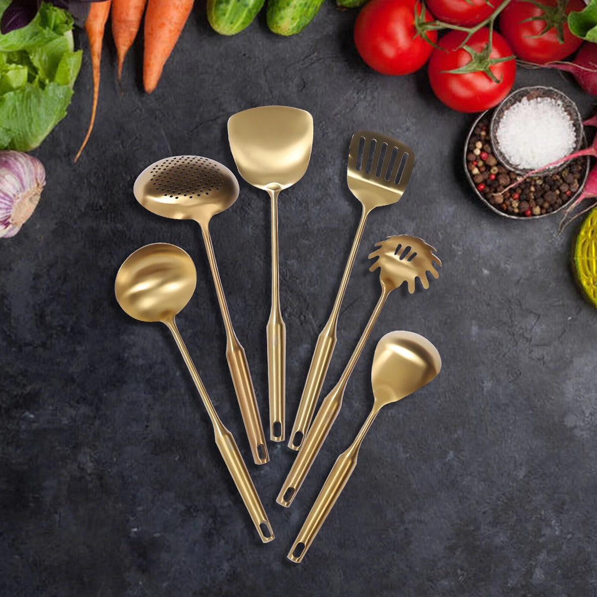 7 Pcs Stainless Steel Cookware Set with Utensil Stand G63727