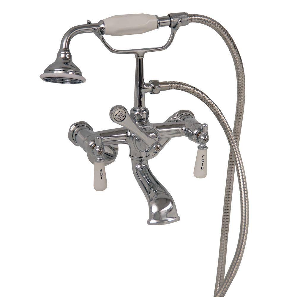 Polished Chrome Tub Wall-Mounted Faucet with Hand Shower O33018