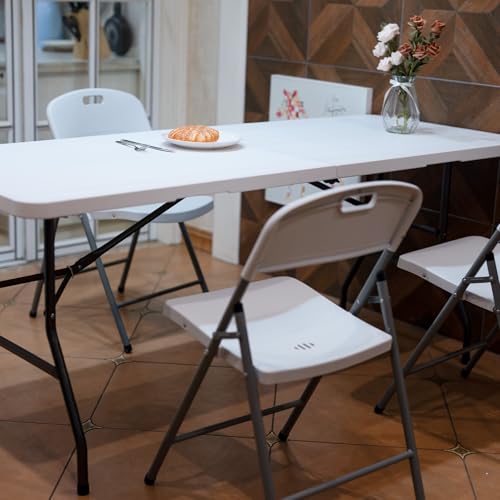 6FT HDPE Fold-in-Half Folding Table White Y5648