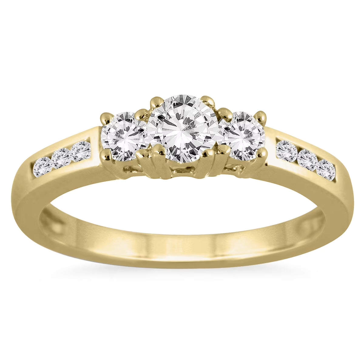10K Yellow Gold Three Stone Diamond Ring R4157