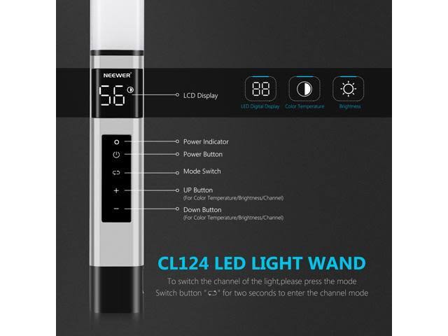 Light Wand Handheld LED Video Light Stick Photography Lighting Kit with Barndoor Remote Control Carry Bag I8465