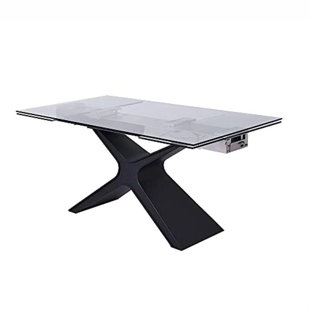Tempered Clear Glass Extendable Dining Table X4752