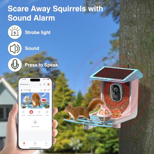 1296P HD AI Identify Smart Bird Feeder Solar Powered with Camera (Blue) U135