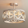 Rustic Farmhouse Ceiling Light Semi Flush Mount 16" Wide Brushed Nickel Gray Wood 3-Light LED C6315