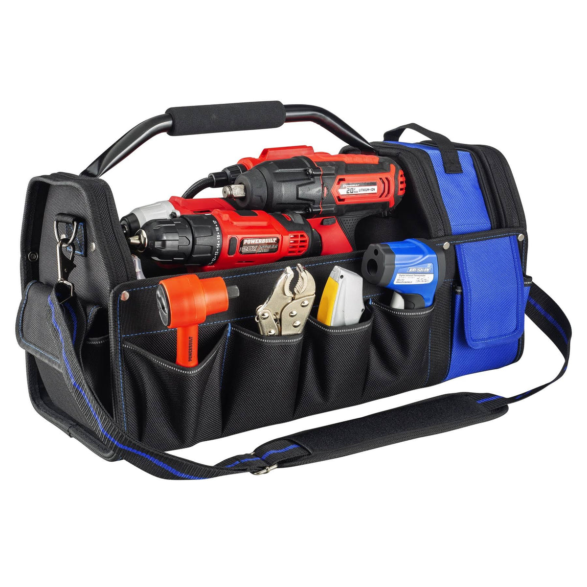 20 inch 16 Pocket Tool Tote Steel Handle Removable Tool Caddy L176