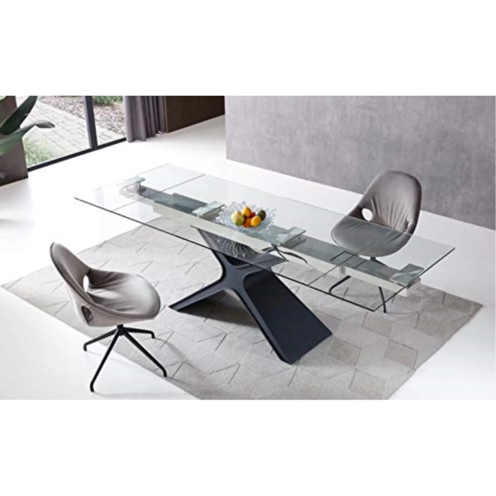 Tempered Clear Glass Extendable Dining Table X4752