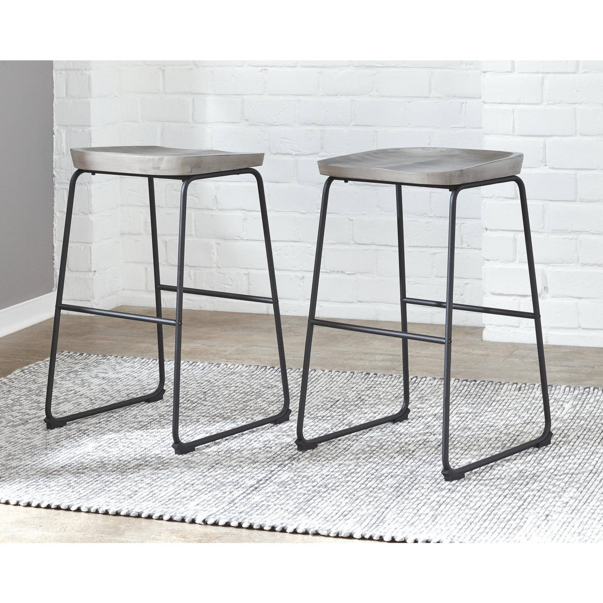 Tall Barstool Set of 2 Gray/Black J591