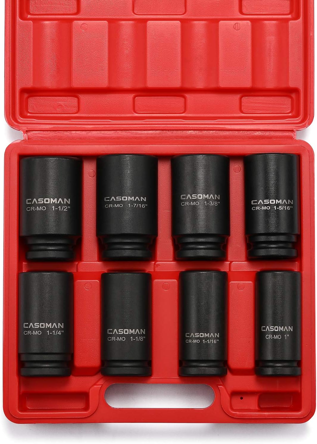 8 Pieces 3/4-Inch Drive Deep Impact Socket Set, CR-MO, Metric, 6-Point, 26mm to 38mm A754456