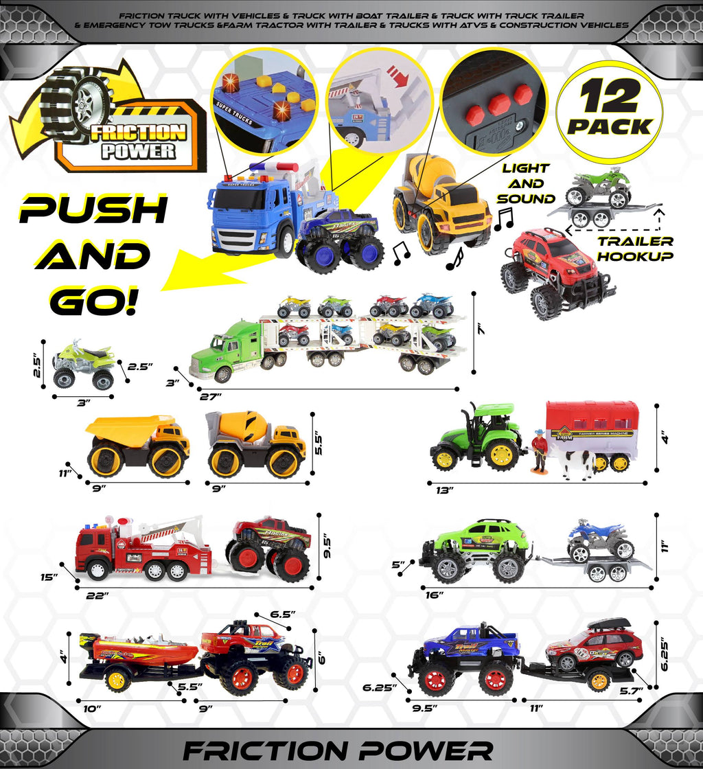 12 Friction Powered Trucks B265