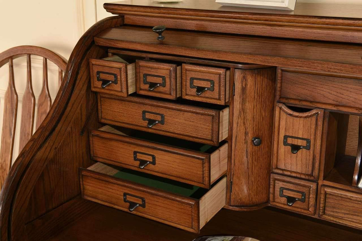 54 Inch Solid Oak Wood Roll Top Desk Z531