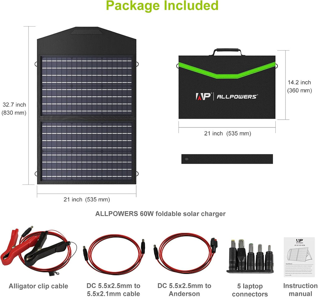 60W Foldable Monocrystalline Waterproof IP66 Portable Solar Panel J88713