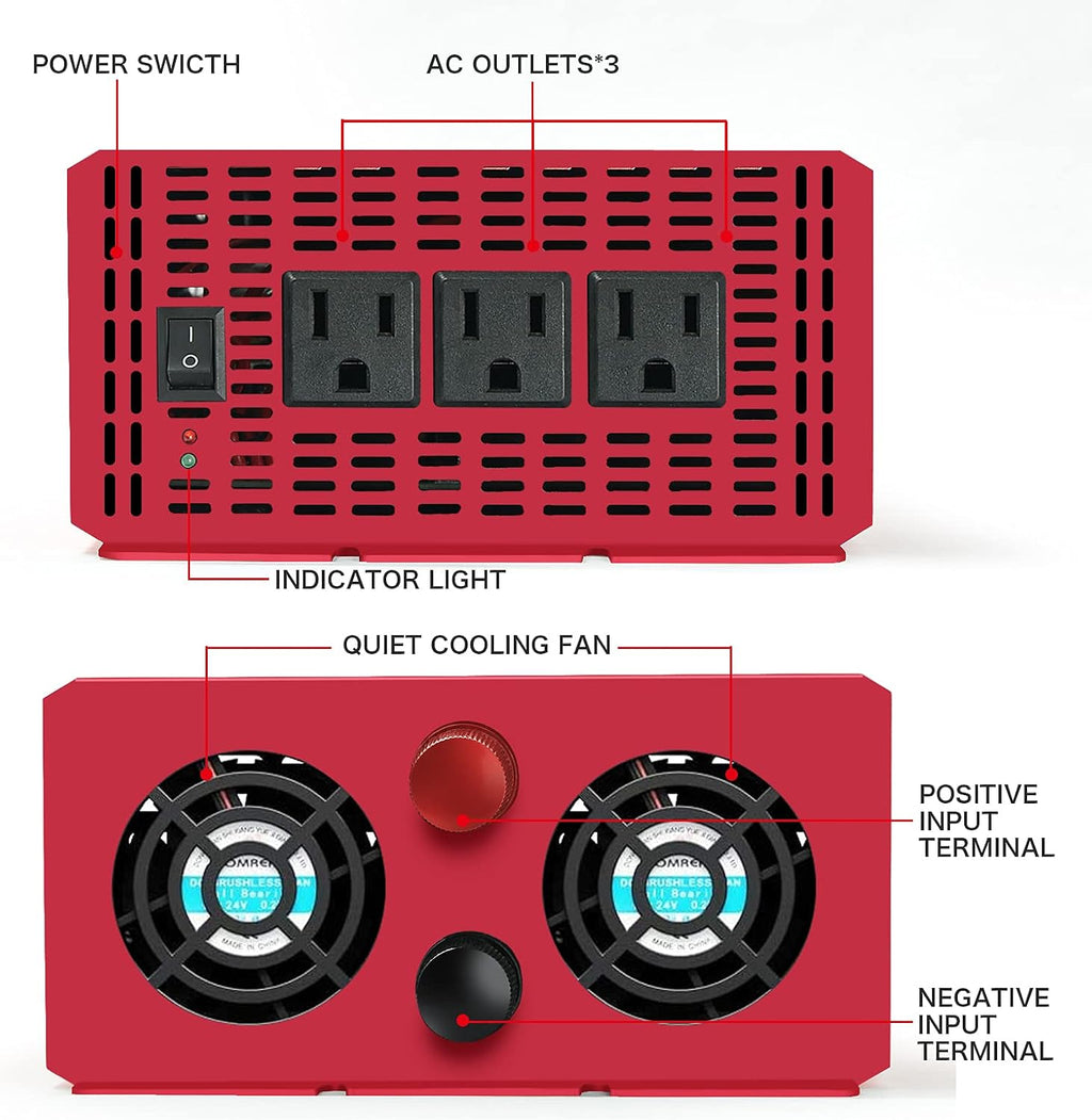 3000W Power Inverter DC 12V to AC 110V Modified Sine Wave Converter S486833