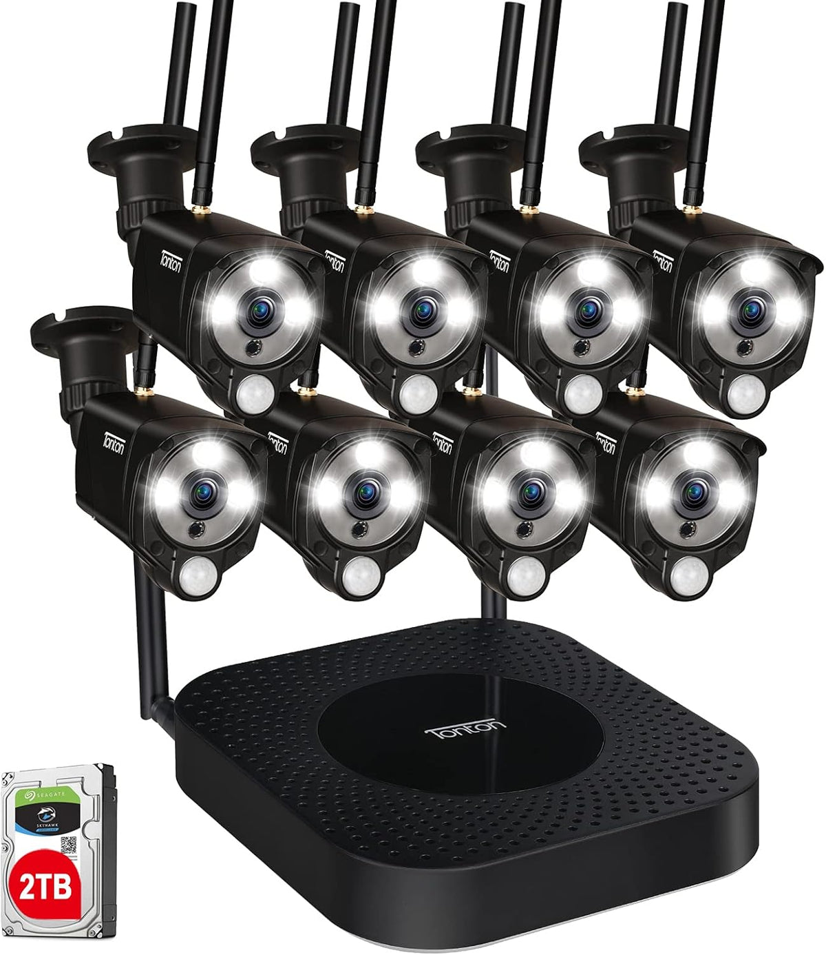 8CH 5MP Wireless Security Camera System with 2TB HDD and 8PCS 3MP Outdoor Bullet Cameras K9185