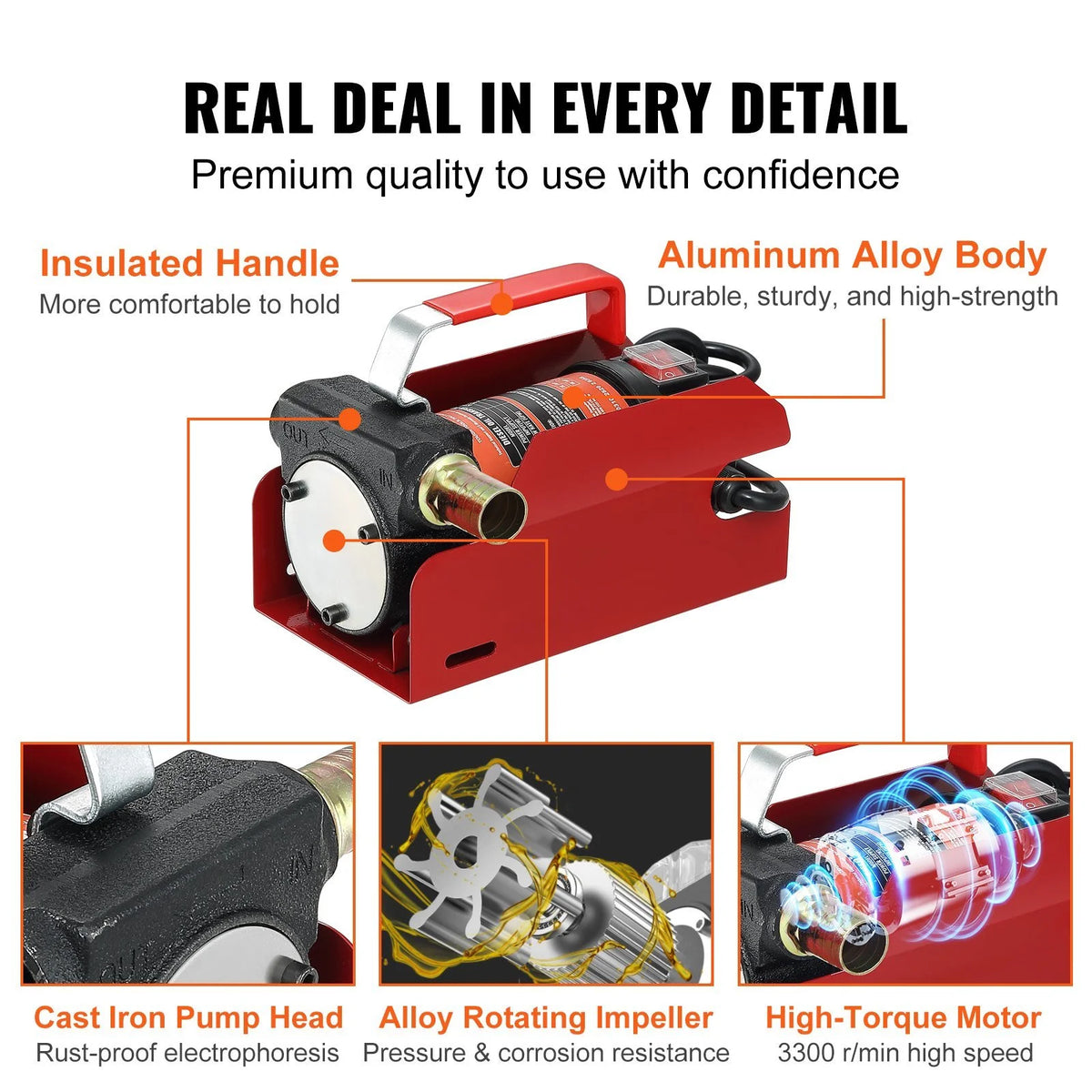 10 GPM 12V DC Portable Electric Self-Priming Fuel Transfer Pump Kit A685526