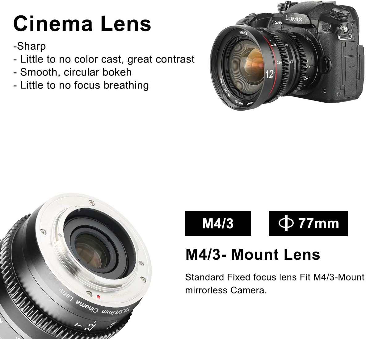 12mm T2.2 Manual Focus Cine Lens for Micro Four Thirds X457473
