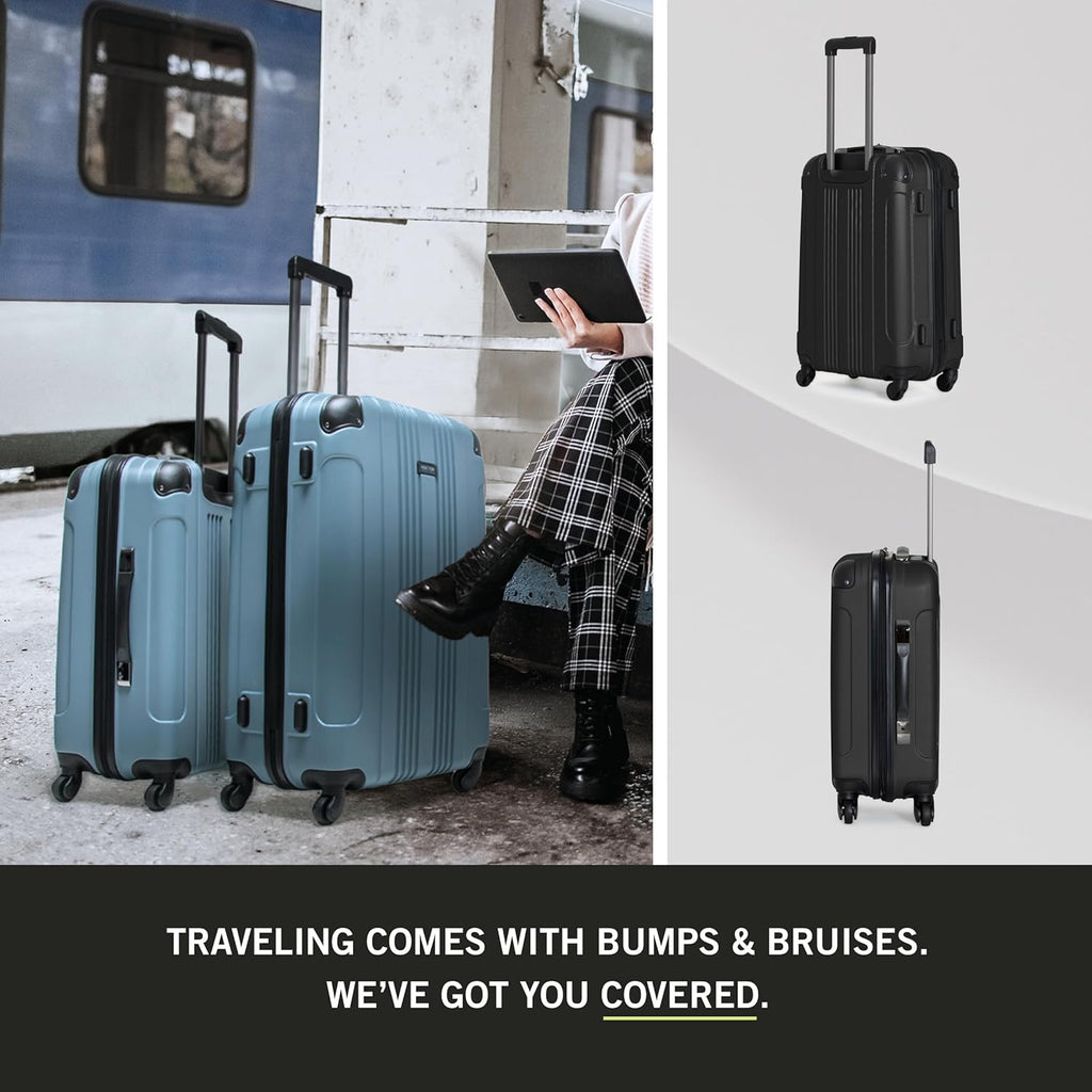 Lightweight Hardshell 4-Wheel Spinner Luggage, Midnight Black, 24-Inch Checked D37716