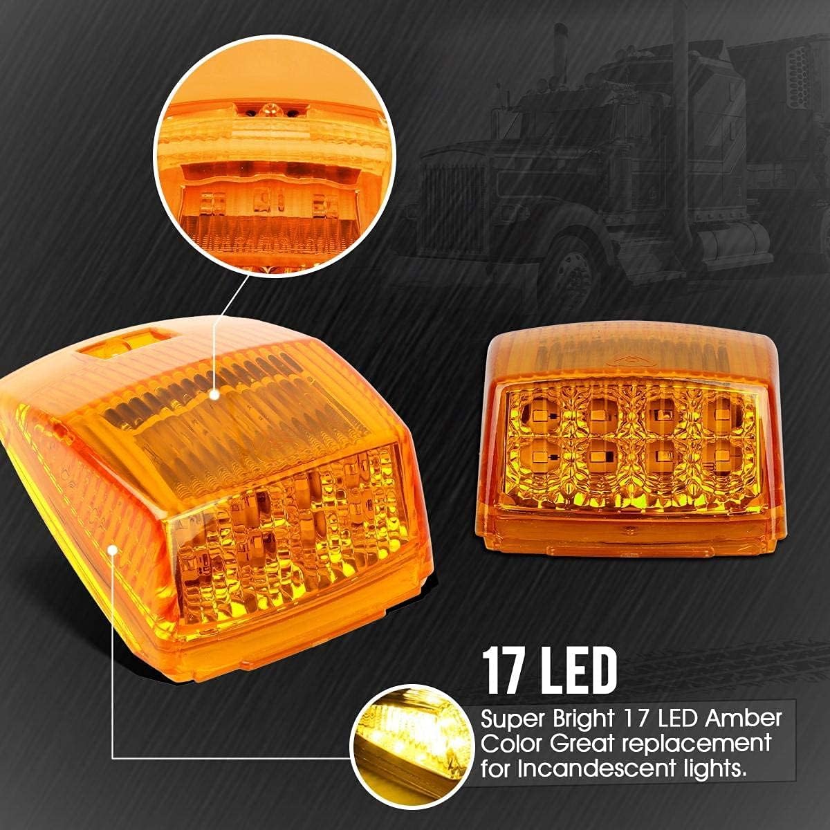 10Pcs Amber LED Side Marker Lights Chrome Surface Mount with Bullet Plugs S251