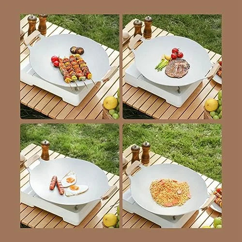 Nonstick Round Grill Pan with Wooden Handle W914