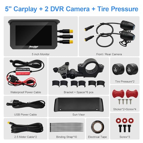 5" Waterproof Touch Screen Motorcycle Carplay Android Auto N3196