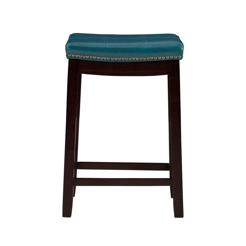 Blue Wood Faux Leather Counter Stool B4330