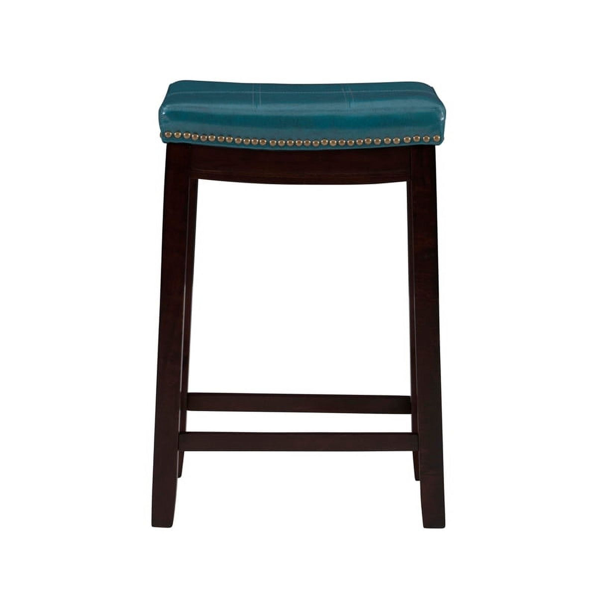 Blue Wood Faux Leather Counter Stool B4330