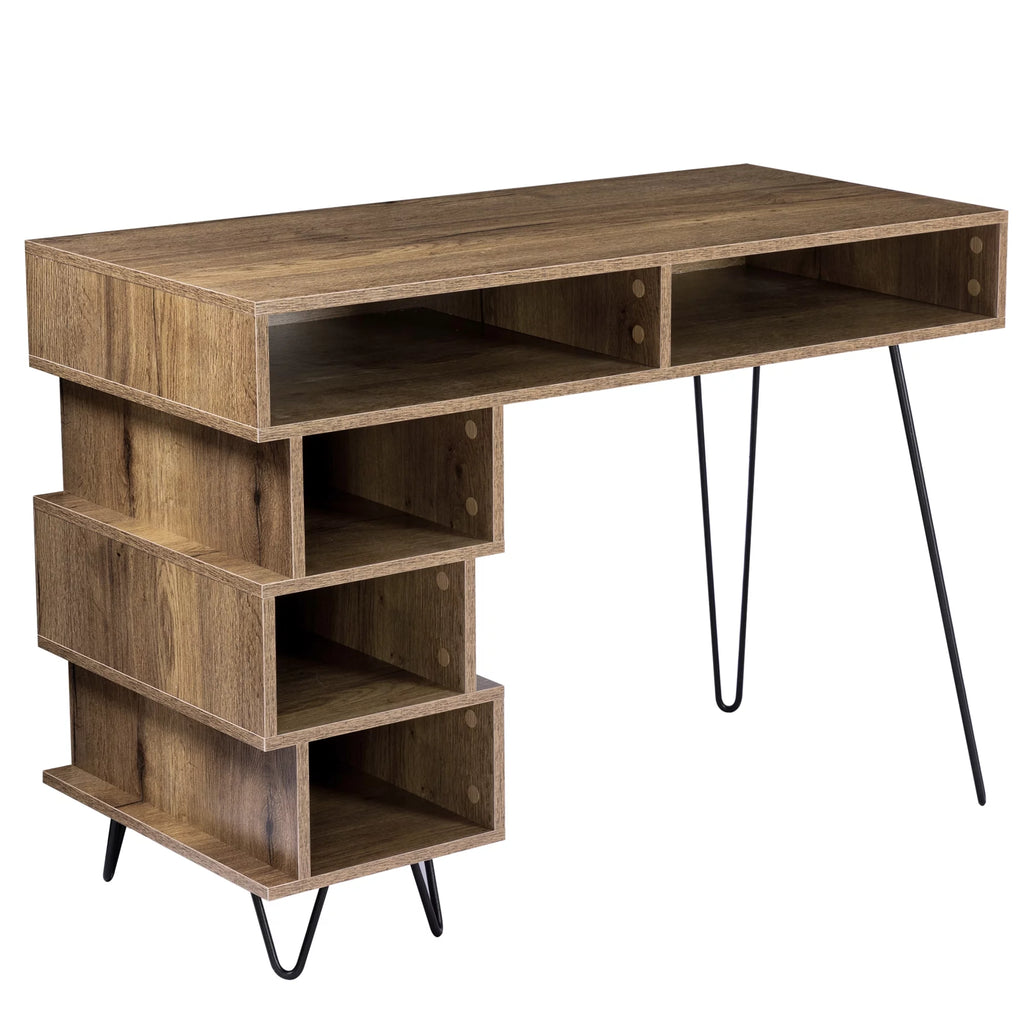 Brown Writing Study Desk with Lattice and V-Shaped Iron Leg Y43997
