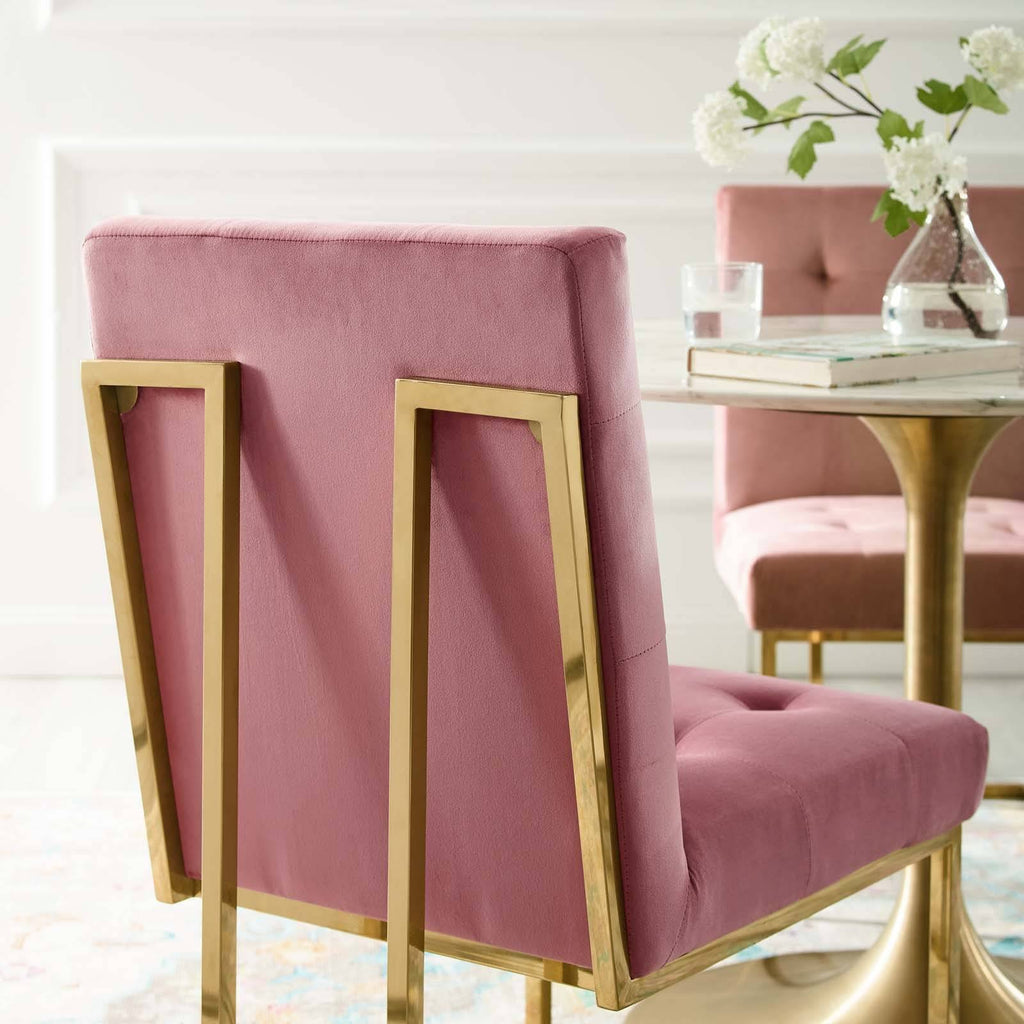 Gold Dusty Rose Performance Velvet Dining Chair P763