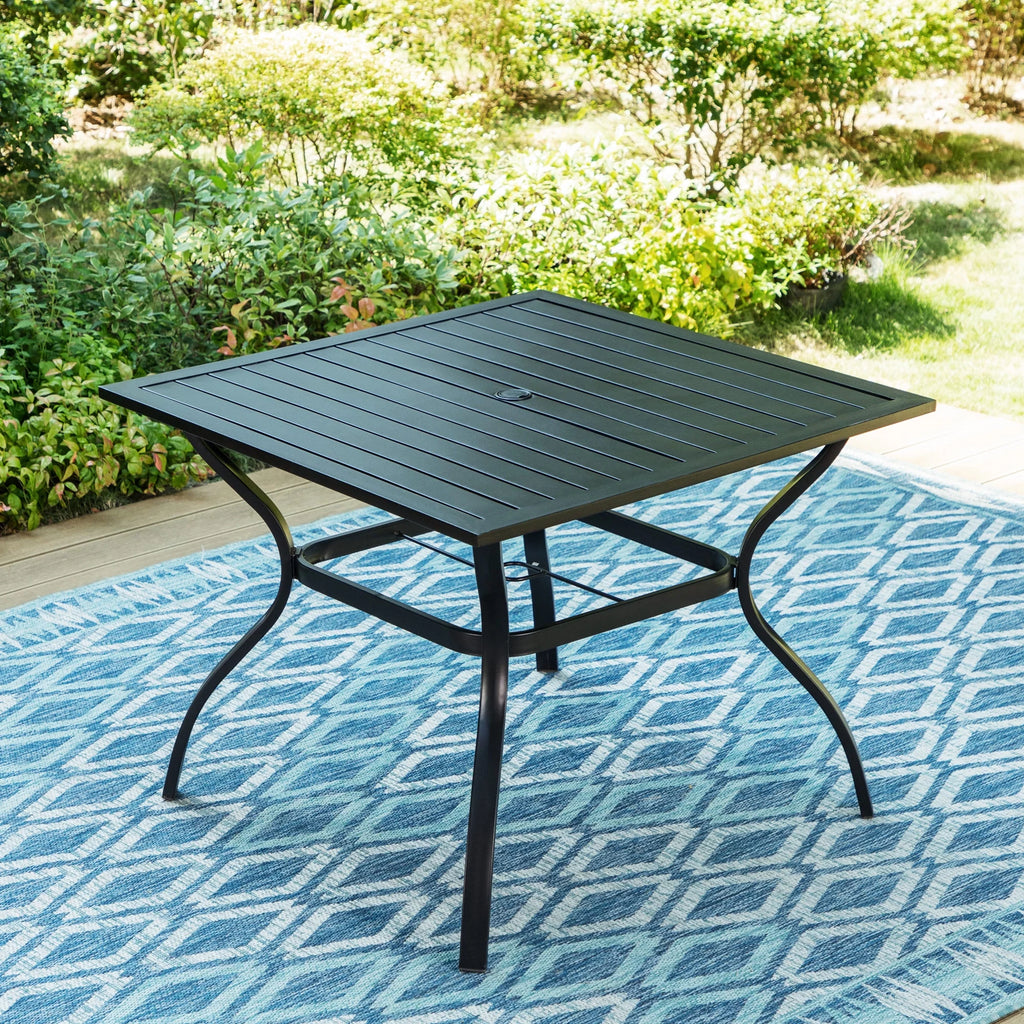 Outdoor Square Steel Dining Table for 4-Person, Black H463602